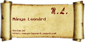 Mánya Leonárd névjegykártya